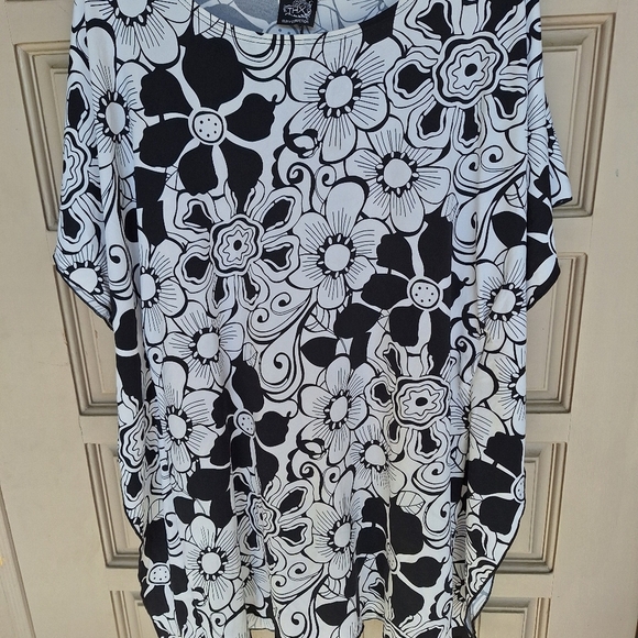 VTG Thanx Collection CoverUp SzL Wht/Blk Dolman Sleeve No Belt - Picture 4 of 9